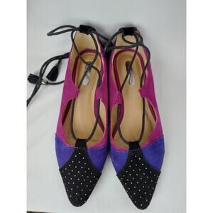 Mark. Colorblock Colorful Pointed Toe Lace Up Suede Flats Swiftie Womens Size 8